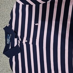 (Size-XL) Polo By Ralph Lauren Collared Shirt Navy Blue & Pink with Pink Horse